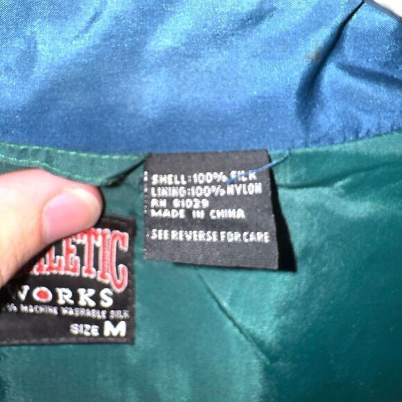 80s Athletic Works 100% Silk Colorblock Windbreaker Size M - Picture 3 of 9
